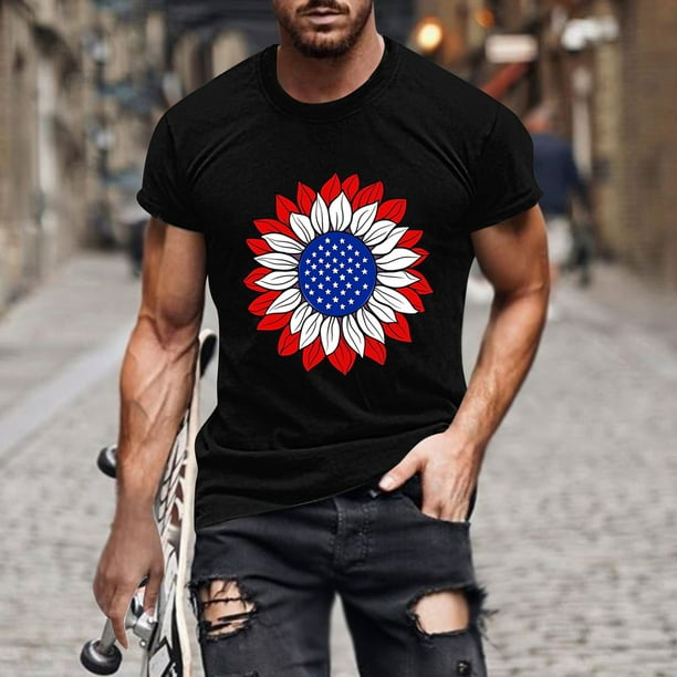 Tops para hombre, blusas y camisas de manga corta con cuello redondo para hombre, jersey informal de moda con estampado para hombre, camiseta de manga corta con cuello redondo, blusa de poliéster para
