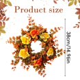 thumbnail image 3 of Artificial Fall Wreath, Autumn Realistic Yellow Orange Rose Christmas Wreath, 14.96 Inch Lightweight Front Door Harvest Floral Hanging Wreath For Front Door Porch Thanksgiving Home Decor,1Pc, 3 of 7