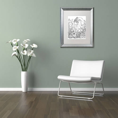 Trademark Fine Art "Penguins" Canvas Art by KCDoodleArt White Matte, Silver Frame