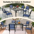 thumbnail image 3 of 7-Piece Patio Dining Set – Outdoor Rattan Dining Set with 6 Textilene Chairs, Plastic Wood Grain Weather-Resistant Table and Chairs for Garden, Backyard & Poolside, 3 of 10