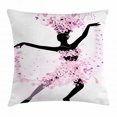 thumbnail image 1 of Latin Throw Pillow Cushion Cover, Silhouette of a Woman Dancing Samba Salsa Latin Dances Spain and Mexico Culture Print, Decorative Square Accent Pillow Case, 16 X 16 Inches, Pink Black, by Ambesonne, 1 of 2