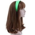thumbnail image 2 of Motique Accessories Neon Green 2 inch Wide Leather like Headband Solid Hairband, 2 of 3