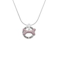 thumbnail image 2 of Delight Jewelry Silvertone Large Light Pink Crystal Dog Bone Silver-tone You Mean the World to Me Ring Necklace, 18", 2 of 4