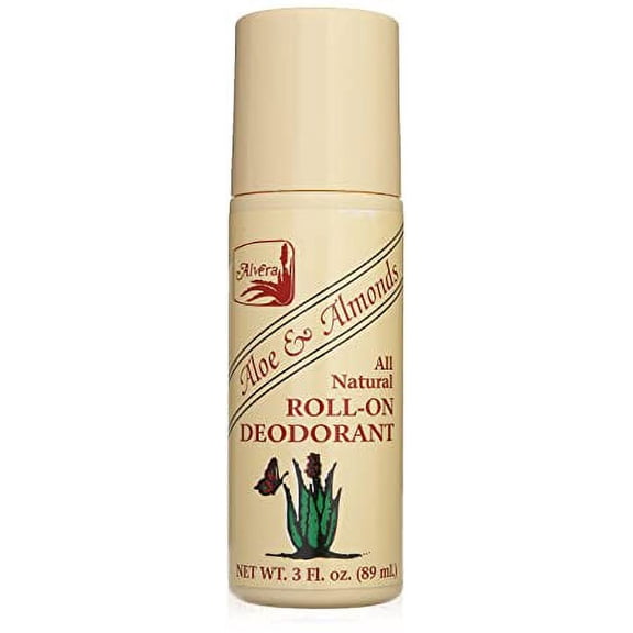 Alvera All Natural Roll-on Deodorant Aloe and Almonds - 3 Oz, 3 Fluid Ounce Pack of 6