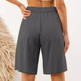thumbnail image 4 of 10" Inseam Womens Shorts Plus Size Athletic Shorts Knee Length Bermuda Linen Elastic Waist High Waisted Stretch Baggy Shorts Wide Leg Lightweight Trendy 2025 Loose Long Shorts with Pockets Gray S, 4 of 6