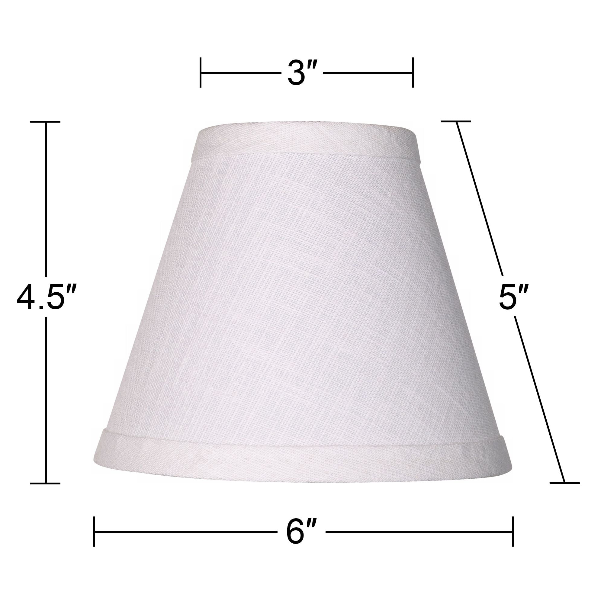 Set of 2 Empire Lamp Shades White Linen Small 3" Top x 6" Bottom x 5" High Candelabra Clip-On Fitting