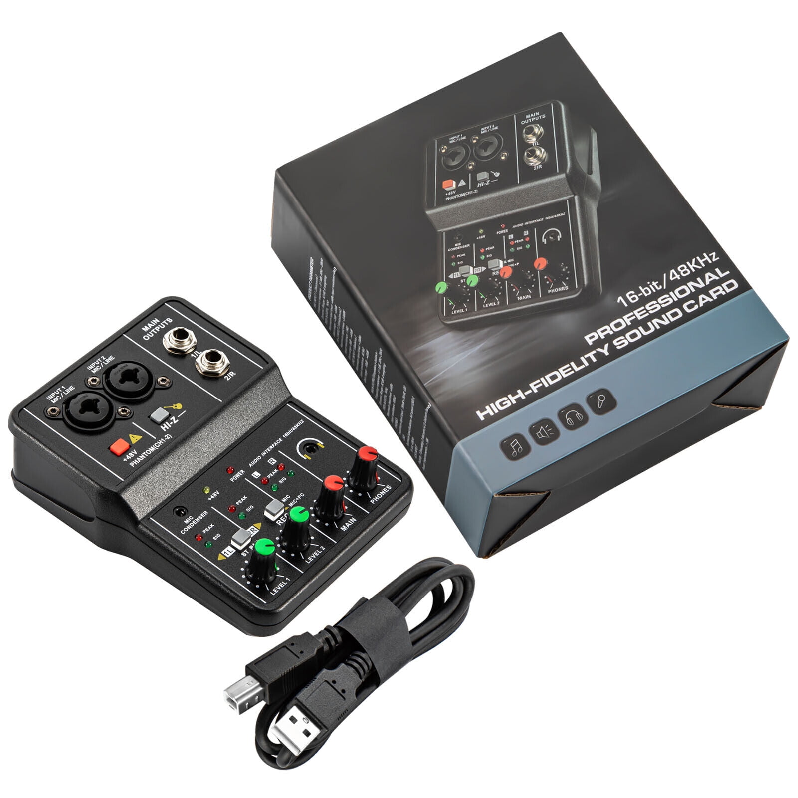 Black Audio Mixer Usb Dj Sound Mixing Console Amplifier Studio Live Party 2 Channel 110V