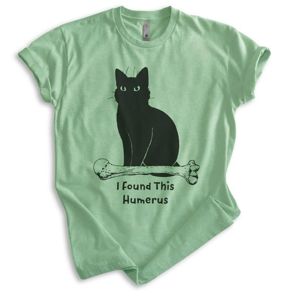 I Found This Humerous Cat T-shirt, Unisex Women's Men's Tee, Clever Cat Cute Kitten Animal Pet Owner, Heather Apple Green, Medium