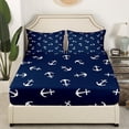 thumbnail image 6 of Summer Anchor Sheet Set Queen Size, Nautical Anchor Bedding Set for Kids Boys Teens Room Decor, Fashion Navy Blue Bed Sheet Set 4pcs with Deep Pocket Fitted Sheet + Flat Sheet + 2 Pillowcases, 6 of 7