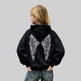 thumbnail image 2 of Rggeeun Toddler Girls Pullover Hoodie Cute Sequins Wing Graphic Print Thermal Long Sleeve Hooded wth Large Pocket & Drawstring Soft Autumn Winter Outdoor Activities Leisure Tops,Black,11-12 Years, 2 of 9