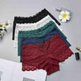 thumbnail image 3 of Women Mid-waist Lace Boxer Briefs Solid Color Anti-Lighting Lace Panties Transparent Hollow Out Boyshorts, 3 of 10