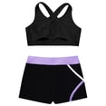 thumbnail image 3 of Alvivi Girls Sport 2 Piece Outfits Sleeveless Crop Tops Shorts Running Training Athletic Tracksuit Black&Lavender 16, 3 of 7