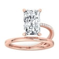 thumbnail image 2 of Loland - Double Thin Twist Band Emerald Cut Moissanite Lab- Diamond Pave Engagement Ring, 2 of 5