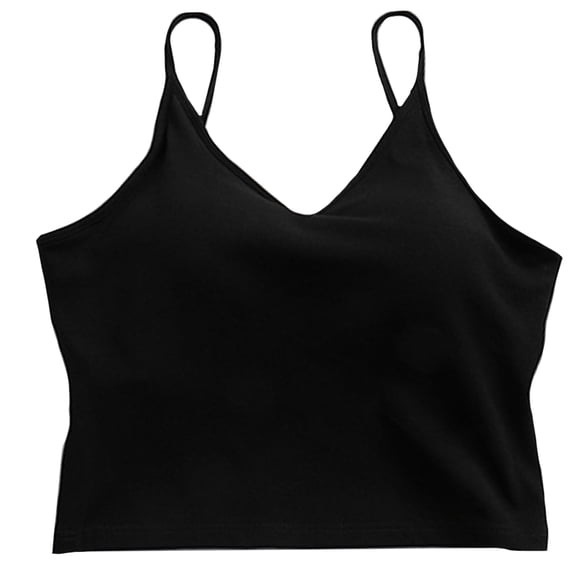 OUNONA  Women Cotton Vest Strapless Women's Sports Well Ladies Tops Fitness Miss Black