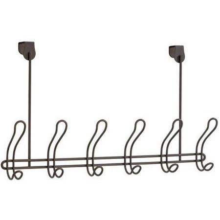 - Mainstays Classico Over-the-Door 6-Hook Rack, Bronze