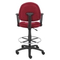 thumbnail image 4 of Boss Office Contoured Comfort Fabric Drafting Stool with Loop Arms in Burgundy, 4 of 8