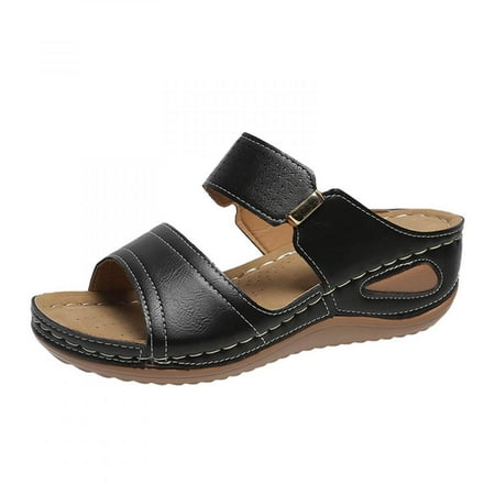 

Todqot Slippers for Women- Summer Fish Mouth Comfy Sandals Women Anti Slip Platform indoor outdoor Black 41