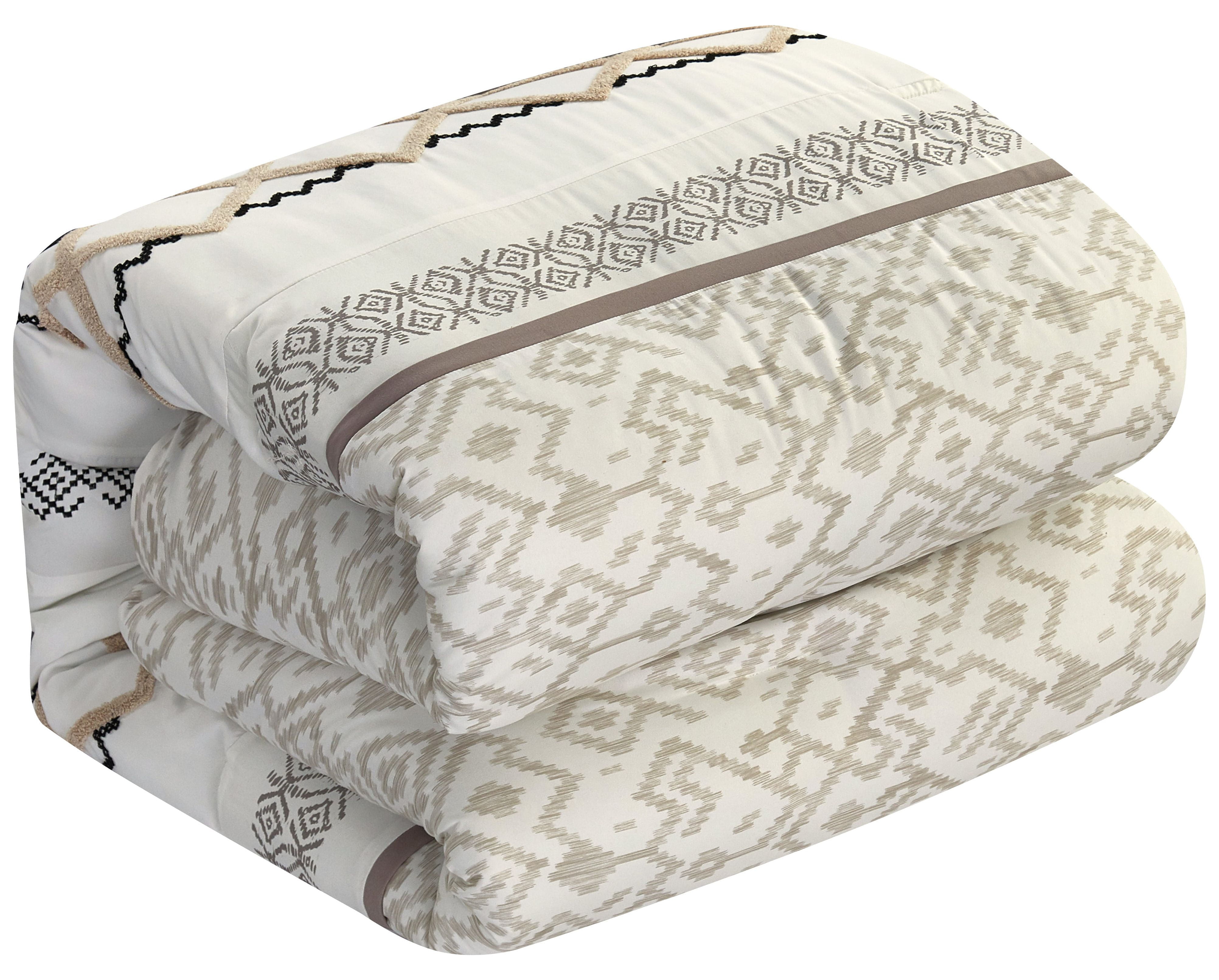 Nanshing Jamie 7 Piece Geometric Comforter Set, Taupe, King