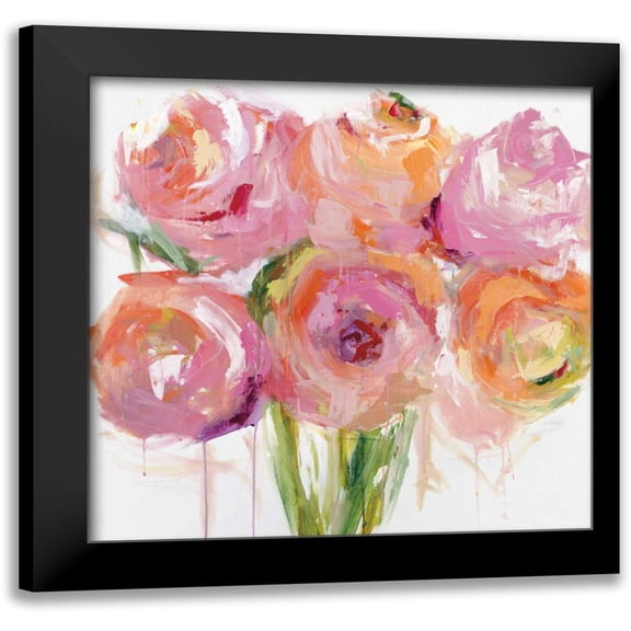 Bell, Emma 12x12 Black Modern Framed Museum Art Print Titled - Pink Peonies