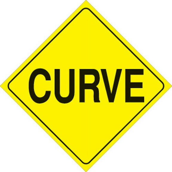 YELLOW PLASTIC REFLECTIVE SIGN 12" - CURVE
