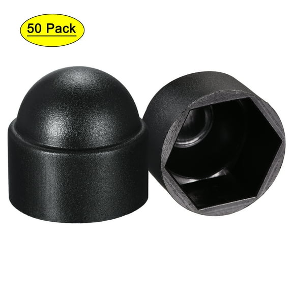 Uxcell Plastic Dome Nut Protection Cap Covers, M14 Nut Cover Black 50 Pack
