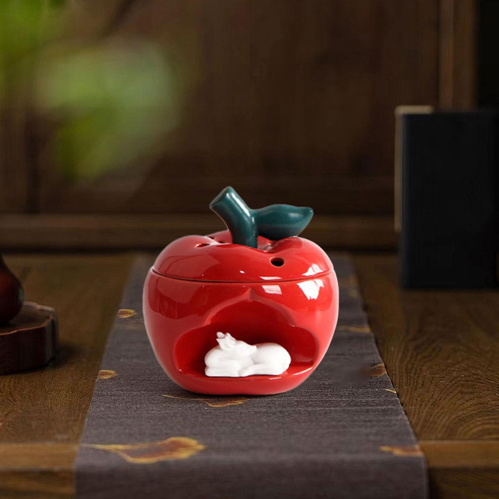 TISHITA Incenses Burner Ornament Creative Gift Delicate Ceramic Incenses Holder Censer for Home Bedroom Incenses Cone Yoga Office Red