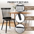 thumbnail image 2 of ClinQ Wooden Windsor Dining Chair Set of 2，Modern Classic Armless Kitchen Side Chairs with a Padded Seat and Sturdy Iron Legs for Dining Room, Black, 2 of 6