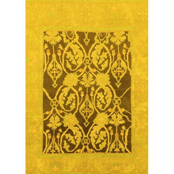 Ahgly Company Indoor Rectangle Abstract Yellow Modern Area Rugs, 6' x 9'