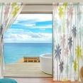 thumbnail image 4 of FREEAMG Hand Drawn Colorful Palm Trees White Sheer Curtains Window Voile Panels Drapes Tulle Curtains, Semi Sheer Curtains 84 Inches Long for Living Room Bedroom, Set of 2, 4 of 4