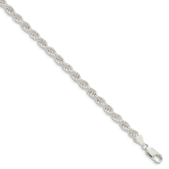 Primal Silver Sterling Silver 5.0mm Solid Rope Chain Bracelet