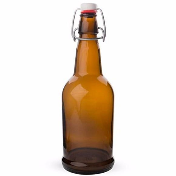 1 Liter Amber Swing or Flip Top Bottle (12 pack) Grolsch Style EZ cap lids