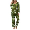 thumbnail image 2 of CLOISE Pj Set Women 2 Piece Soft Long Sleeve Sleepwear Tops and Casual Lounge Pants Pajama Sets Cozy Flower Graphic Fall Loungewear, 2 of 5