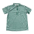 thumbnail image 4 of Polo T Shirts for Men Summer Thin Slim Fit Striped V Neck Beach Tops with Pocket Short Sleeve Stretchy Casual Lounge Mens T-Shirts Green M, 4 of 4