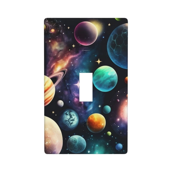 1-Gang Toggle Wall Plate Single Light Switch Cover - Planets Galaxy Stars Cosmic Space