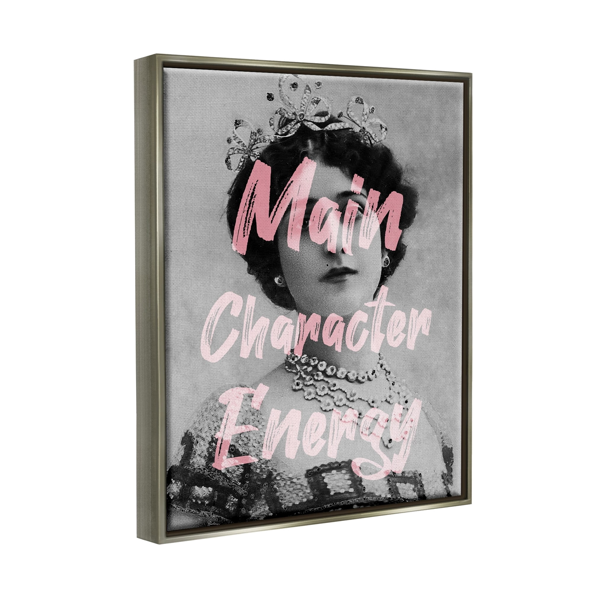 Stupell Industries Main Character Energy Trendy Pink Vintage Photography Graphic Art Luster Gray Floating Framed Canvas Print Wall Art, Design by Daphne Polselli