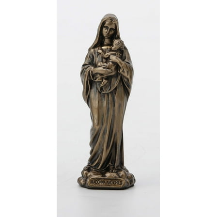 Veronese Design 3 3/8 Inch Madonna and Baby Jesus Virgin Mary Cast Resin Hand Painted Antique Bronze Finish Statue Home Decor