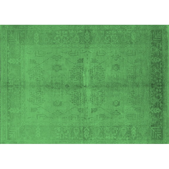 Ahgly Company Indoor Rectangle Oriental Emerald Green Industrial Area Rugs, 8' x 10'
