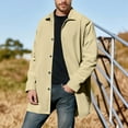 thumbnail image 6 of Button Down Trench Jackets for Men Casual Lightweight Solid Color Jackets Loose Fit Long Sleeve Outerwear, Beige, L, 6 of 8