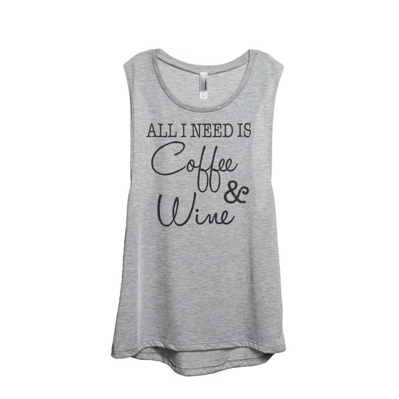 Thread Tank Designs - Coffee And Wine Women's Sleeveless Muscle Tank Top Tee
