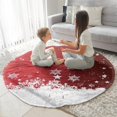 thumbnail image 3 of Red Christmas Snowflake Pattern Round Blanket,Comfortable Soft Flannel Throw Blanket,All Season,Warm Lightweight Blankets for Sofa Bed Couch Living Room Chair 47"x47", 3 of 5