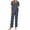 Dark Blue, variant on Women's 2 Piece Cotton Pajama Set Short Sleeve Sleepwear Top Pants Print Nightwear Set S-2XL