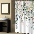 thumbnail image 2 of Fabric Shower Curtain, Green Leaves Farmhouse Pink Floral Sage Eucalyptus Leaf Bathroom Curtain with 12 Hooks Waterproof No Bad Odor Machine Washable Bath Curtains for Bathroom, Spa Room, 60"x72", 2 of 6