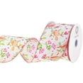 thumbnail image 2 of HOMEFORD Spring Birds Flower Stems Satin Wired Ribbon, 2-1/2-inch, Peach, 2 of 3
