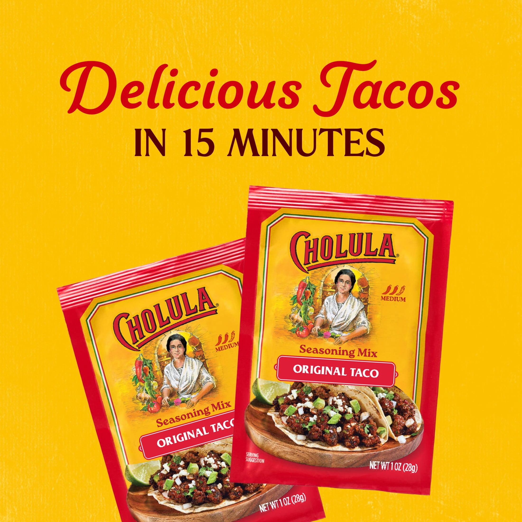 (2 pack) Cholula Original Taco - Medium Seasoning Mix, 1.0 oz Packet