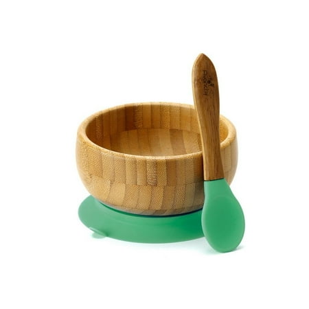 Bowl Baby Toddler Infant Organic Bamboo Stay Put Suction Bpa Free Silicone Bowls Feeding Set + Soft Tip Spoon, Green, The perfect baby, toddler or infant training bowls.., By Avanchy Ship from US