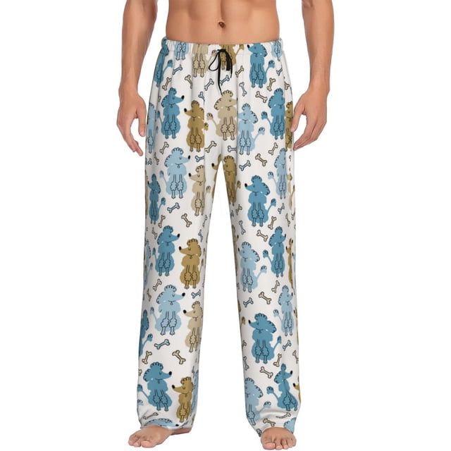 Balery Cartoon Poodle Dog Pantalones de pijama para hombre, pijama ultraligero, pantalón de descanso-Small
