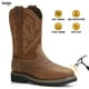 thumbnail image 1 of SMILIN Botas con Punta de Acero para Hombre, Botas de Trabajo Occidentales sin Cordones, Marrón, Talla 9.5, 1 of 9