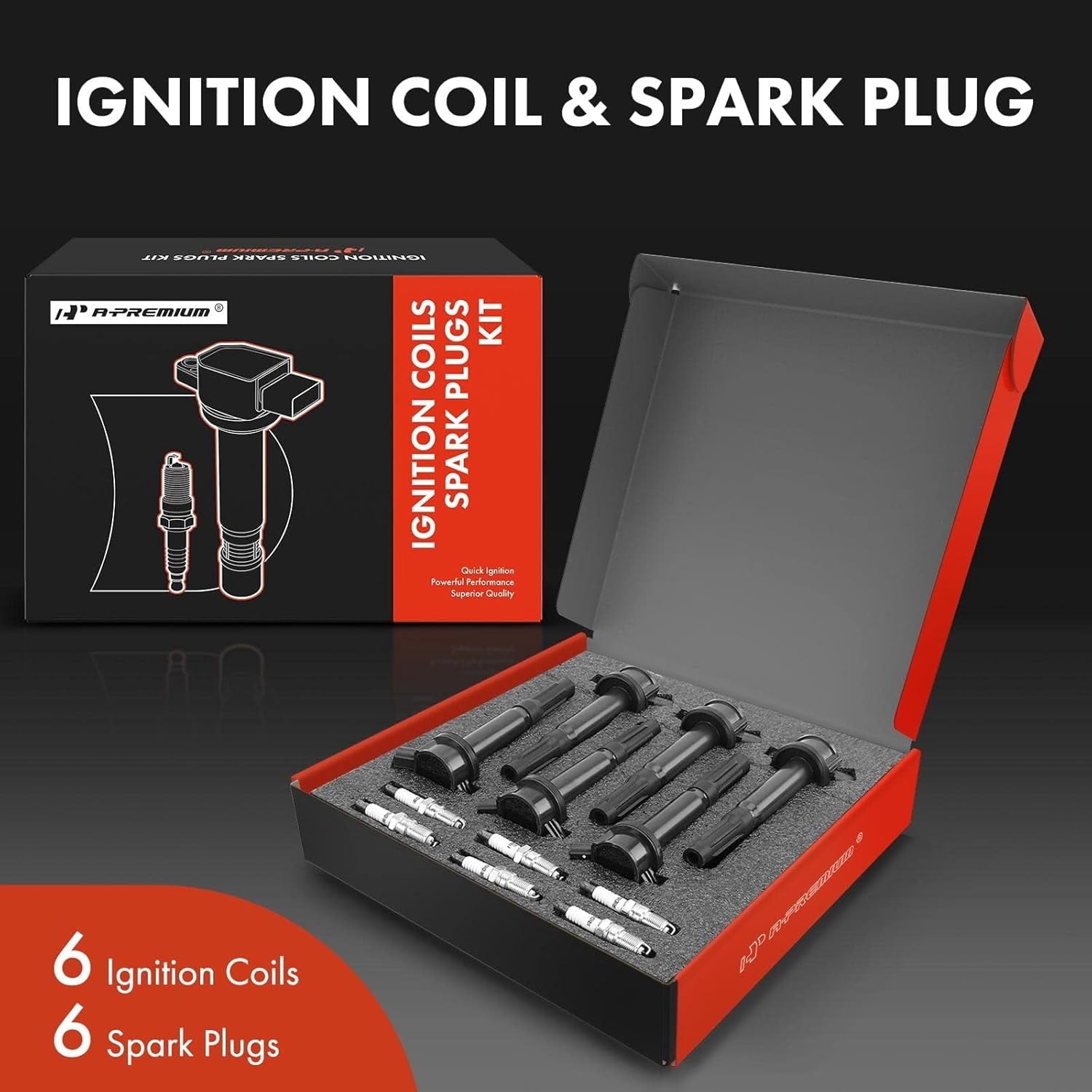 A-Premium Ignition Coils and Spark Plugs Kits Compatible with Ford Fusion 2006-2012 Escape 2009-2012 & Lincoln Zephyr 2006 & Mercury Mariner 2009-2011 Milan 2006-2011 3.0L 6-PC Set