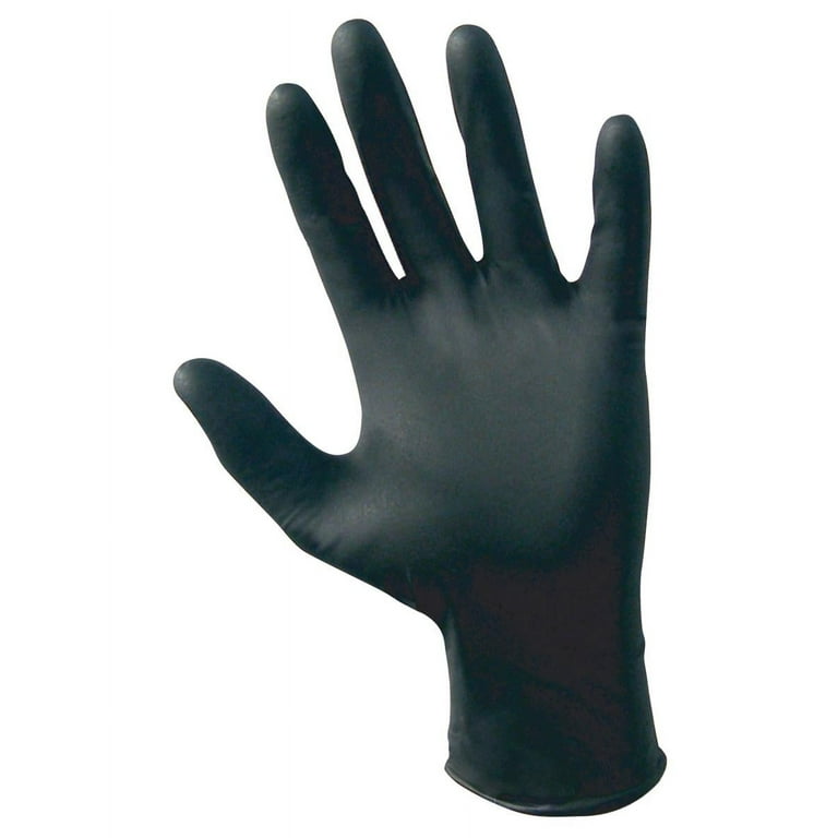 SAS Safety Raven Powder-Free Black Nitrile 6 Mil Gloves, Large, 10