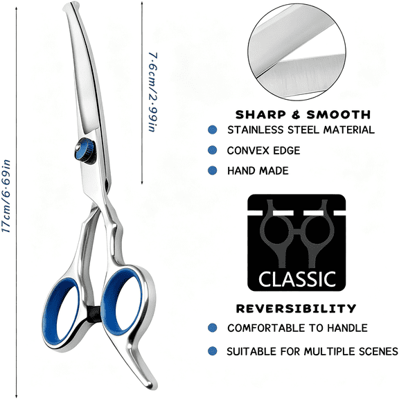EXLEAF “6.5“Curved Dog Grooming Scissors with Safety Round Tips - Professional Pet Hair Cutting Shears for Dogs & Cats, Stainless Steel Pet Grooming Tool for Home & Salon Use